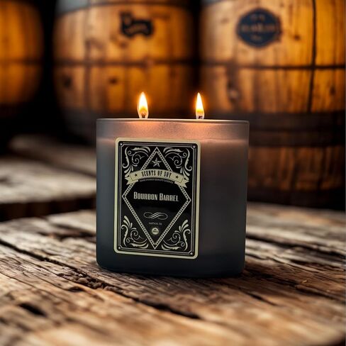 Bourbon Barrel Black Oval Glass Soy Candle in Saudi Arabia