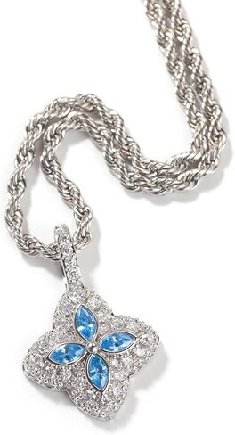 LuxeFlex Four Leaf Clover Shaped 5A Cubic Zircon & White Gold Plating Pendant, Elegant Luxury Design Iced Out Daily Jewelry Necklace in Kuwait