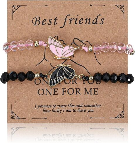 2 Pcs Best Friend Bracelet, Matching Couple Bracelets,Butterfly Bff Bracelets, Adjustable Strand Matching Bracelets for Couples,Long Distance Relationship Gifts for Boyfriend Girlfriend Him Her in Saudi Arabia