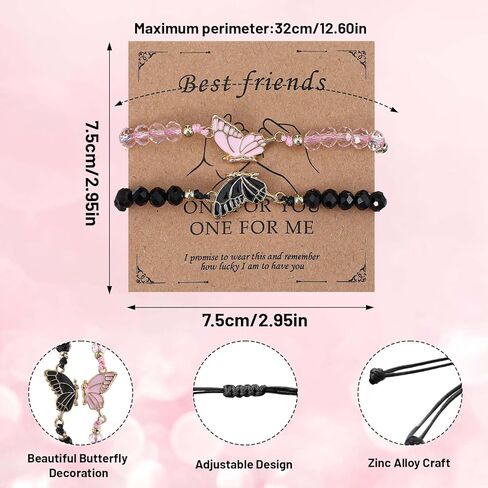 2 Pcs Best Friend Bracelet, Matching Couple Bracelets,Butterfly Bff Bracelets, Adjustable Strand Matching Bracelets for Couples,Long Distance Relationship Gifts for Boyfriend Girlfriend Him Her in Saudi Arabia