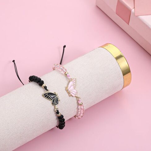 2 Pcs Best Friend Bracelet, Matching Couple Bracelets,Butterfly Bff Bracelets, Adjustable Strand Matching Bracelets for Couples,Long Distance Relationship Gifts for Boyfriend Girlfriend Him Her in Saudi Arabia