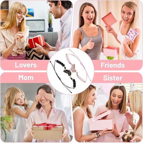 2 Pcs Best Friend Bracelet, Matching Couple Bracelets,Butterfly Bff Bracelets, Adjustable Strand Matching Bracelets for Couples,Long Distance Relationship Gifts for Boyfriend Girlfriend Him Her in Saudi Arabia