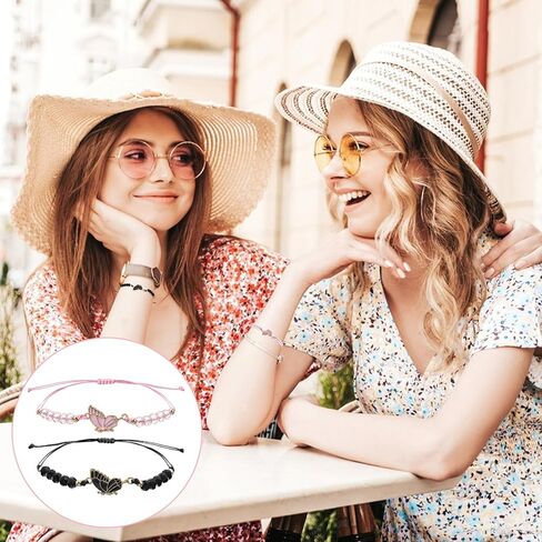 2 Pcs Best Friend Bracelet, Matching Couple Bracelets,Butterfly Bff Bracelets, Adjustable Strand Matching Bracelets for Couples,Long Distance Relationship Gifts for Boyfriend Girlfriend Him Her in Saudi Arabia