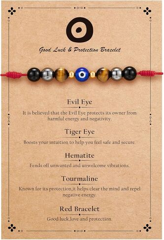 أساور عين الشر للنساء والرجال، سوار ذو سلسلة حمراء قابلة للتعديل للحماية الثلاثية، هدية مجوهرات ساحرة للحظ السعيد in Kuwait