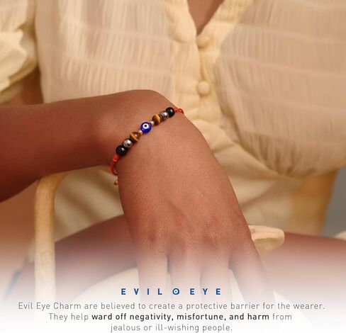 أساور عين الشر للنساء والرجال، سوار ذو سلسلة حمراء قابلة للتعديل للحماية الثلاثية، هدية مجوهرات ساحرة للحظ السعيد in Kuwait