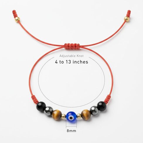 أساور عين الشر للنساء والرجال، سوار ذو سلسلة حمراء قابلة للتعديل للحماية الثلاثية، هدية مجوهرات ساحرة للحظ السعيد in Kuwait