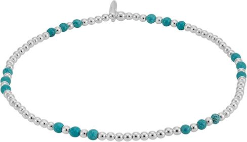 Silverly 925 Sterling Silver Blue Bead Bracelet 2mm - Small Ball Beaded Bracelets for Women - Elastic String Design - Stacker Jewelry - Boho Stretch Friendship Bracelets for Daughter in Saudi Arabia