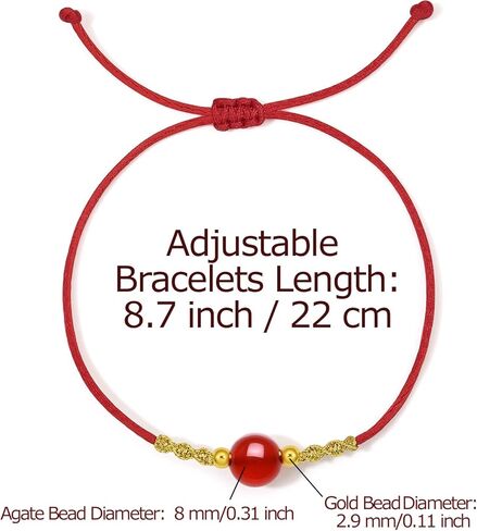 24K Solid Gold Bracelets Real Pure Gold Adjustable Gold Bead Agate Bead Bracelet Red Black Braided Bracelet stackable Dainty Gold Jewelry for Women Mom Wedding Anniversary Birthday Gifts in Saudi Arabia