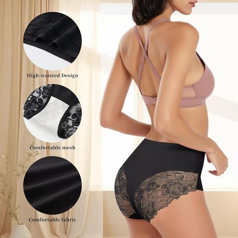 Womens High Waist Underwear Lace Panties Soft Breathable Ladies Hipster Panty Multi Briefs 5 Pack in Saudi Arabia