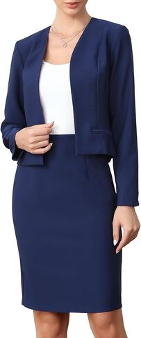Allegra K Business Skirt Suit Set for Women Office Work Open Front Blazer and Pencil Skirt Elegant 2 Piece Outfits in Saudi Arabia