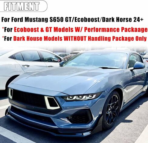 5PCS Front Bumper Lip W/Winglet for Ford Mustang S650 GT/Ecoboost/Dark Horse 2024-2025 AMPP Front Splitter Chin Air Dam ABS Plastic (Glossy Black) in Saudi Arabia