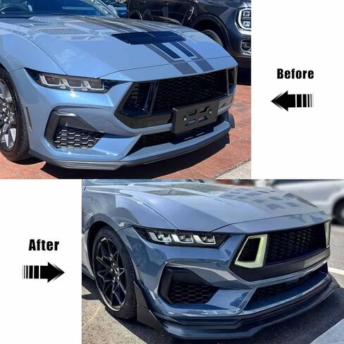 5PCS Front Bumper Lip W/Winglet for Ford Mustang S650 GT/Ecoboost/Dark Horse 2024-2025 AMPP Front Splitter Chin Air Dam ABS Plastic (Glossy Black) in Saudi Arabia