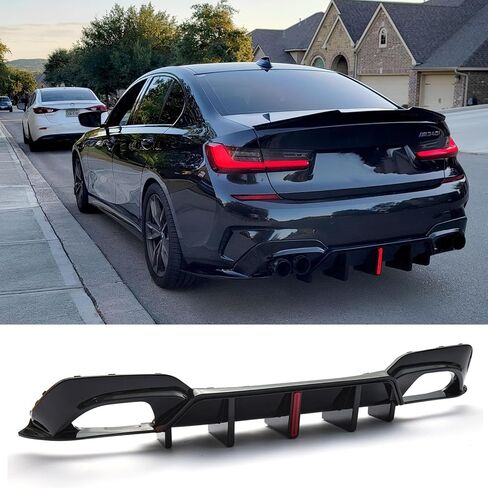 الناشر الخلفي لـ 2019-2022 BMW 3 Series 330i M340i G20 M Sport LED (أسود لامع) in Saudi Arabia