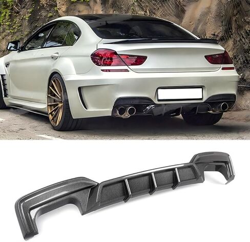 شفة الناشر الخلفي باللون الأسود اللامع متوافقة مع 2012-2018 BMW F06 F12 F13 640i 650i M-Sport Style ABS البلاستيك الخلفي المصد السفلي للشفاه in Kuwait