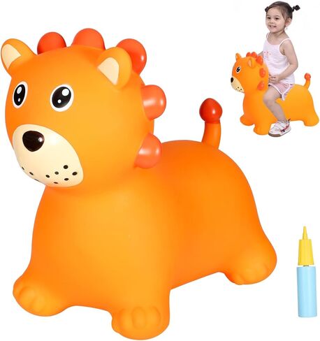 INPANY Bouncy Horse, Dinosaur Hopper Toys, Toddler Bouncing Animal, Dinosaur Party Decorations, Inflatable Ride on Rubber Triceratops Bouncer, Outdoor Cool Birthday Gift for 2 3 4 Yr Boy Girl Green in Saudi Arabia
