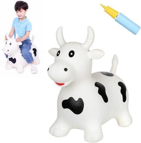 INPANY Bouncy Horse, Dinosaur Hopper Toys, Toddler Bouncing Animal, Dinosaur Party Decorations, Inflatable Ride on Rubber Triceratops Bouncer, Outdoor Cool Birthday Gift for 2 3 4 Yr Boy Girl Green in Saudi Arabia