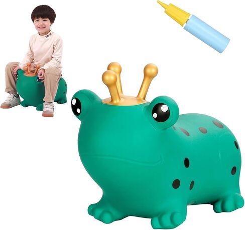 INPANY Bouncy Horse, Dinosaur Hopper Toys, Toddler Bouncing Animal, Dinosaur Party Decorations, Inflatable Ride on Rubber Triceratops Bouncer, Outdoor Cool Birthday Gift for 2 3 4 Yr Boy Girl Green in Saudi Arabia