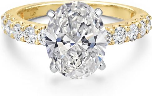 Gem Stone King 3.20 Cttw IGI Certified Lab Grown Diamond in 14K 2-Tone Gold Engagement Ring For Women | Oval Cut Center Diamond 2.50 Ct | E-F Color | VS1 Clarity in Saudi Arabia