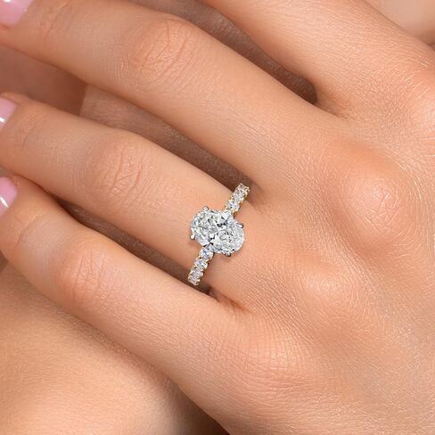 Gem Stone King 3.20 Cttw IGI Certified Lab Grown Diamond in 14K 2-Tone Gold Engagement Ring For Women | Oval Cut Center Diamond 2.50 Ct | E-F Color | VS1 Clarity in Saudi Arabia