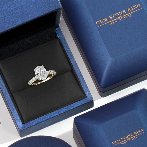 Gem Stone King 3.20 Cttw IGI Certified Lab Grown Diamond in 14K 2-Tone Gold Engagement Ring For Women | Oval Cut Center Diamond 2.50 Ct | E-F Color | VS1 Clarity in Saudi Arabia