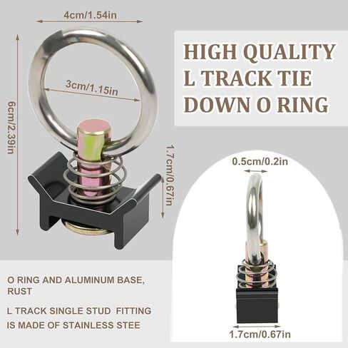 4Pcs 4FT L-Track, 48" Aluminum L Tracks Tie Down System with 8 Single Stud O-Ring Fittings and Mounting Screws, Heavy Duty L Track Rail for Truck, Trailers, Motorcycles, ATVs and Bikes, Black in Saudi Arabia