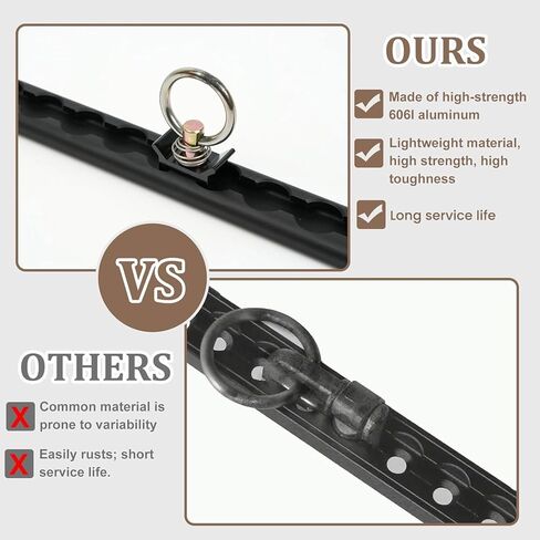 4Pcs 4FT L-Track, 48" Aluminum L Tracks Tie Down System with 8 Single Stud O-Ring Fittings and Mounting Screws, Heavy Duty L Track Rail for Truck, Trailers, Motorcycles, ATVs and Bikes, Black in Saudi Arabia