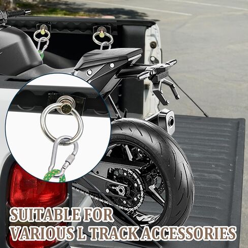 4Pcs 4FT L-Track, 48" Aluminum L Tracks Tie Down System with 8 Single Stud O-Ring Fittings and Mounting Screws, Heavy Duty L Track Rail for Truck, Trailers, Motorcycles, ATVs and Bikes, Black in Saudi Arabia