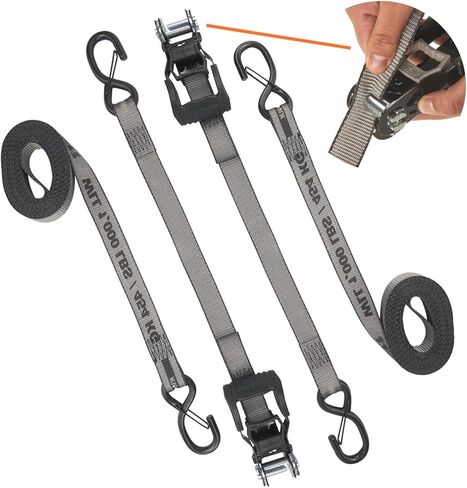 Keeper KwikFeed Ratchet Tie Down Straps 2 Pack, 1.25" x 16 ft, 1000 lb WLL / 3000 lb Break Strength, Patented Slide-in Loading, ExtremeEdge Webbing, Safety Clip Hooks, Glove-Friendly Handle in Saudi Arabia