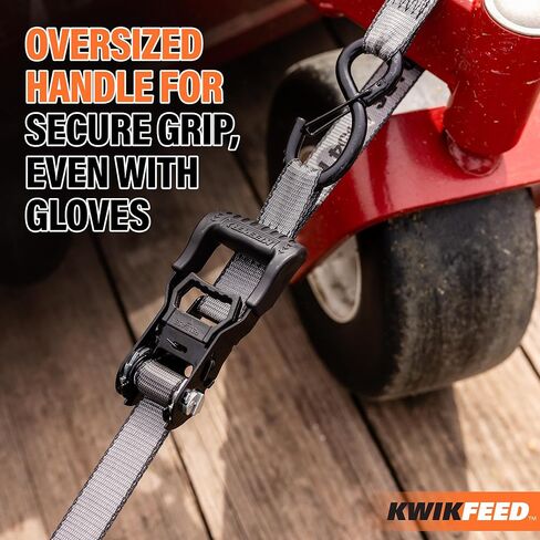 Keeper KwikFeed Ratchet Tie Down Straps 2 Pack, 1.25" x 16 ft, 1000 lb WLL / 3000 lb Break Strength, Patented Slide-in Loading, ExtremeEdge Webbing, Safety Clip Hooks, Glove-Friendly Handle in Saudi Arabia