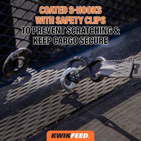 Keeper KwikFeed Ratchet Tie Down Straps 2 Pack, 1.25" x 16 ft, 1000 lb WLL / 3000 lb Break Strength, Patented Slide-in Loading, ExtremeEdge Webbing, Safety Clip Hooks, Glove-Friendly Handle in Saudi Arabia