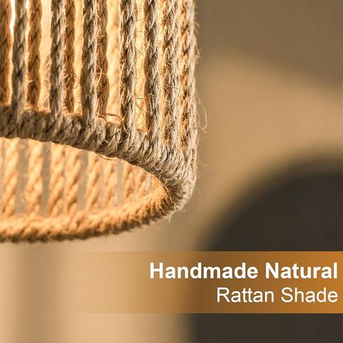 مصباح أرضي أسود مقاس 66 بوصة من Oneach لغرفة المعيشة، مصباح أرضي بوهو مع لمبة LED، ظل الروطان، مفتاح القدم، مصباح صناعي طويل القامة لغرفة النوم، غرفة الطعام، غرفة الدراسة، المكتب in Kuwait