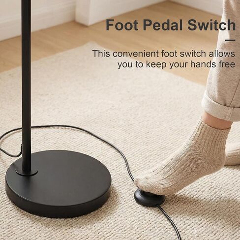 مصباح أرضي أسود مقاس 66 بوصة من Oneach لغرفة المعيشة، مصباح أرضي بوهو مع لمبة LED، ظل الروطان، مفتاح القدم، مصباح صناعي طويل القامة لغرفة النوم، غرفة الطعام، غرفة الدراسة، المكتب in Kuwait