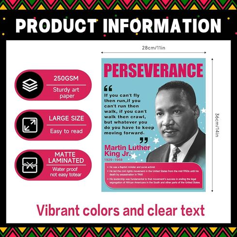 20 PCS Black History Posters for Classroom,History Month Decorations for Bulletin Board,School,Home,Wall, Hallway in Saudi Arabia