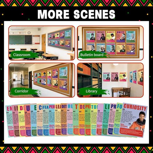 20 PCS Black History Posters for Classroom,History Month Decorations for Bulletin Board,School,Home,Wall, Hallway in Saudi Arabia