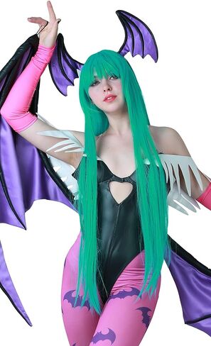 miccostumes Women's Game Cosplay Wig Straight Long Green Hair in Saudi Arabia