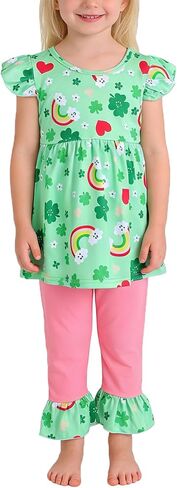 Valentines Toddler Girls Outfits Love Hearts Dress Pants Set 3-8Years in Saudi Arabia