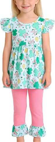 Valentines Toddler Girls Outfits Love Hearts Dress Pants Set 3-8Years in Saudi Arabia