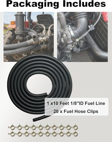 10 Feet 1/5 Inch ID 5.5mm Fuel Line Hose + 20Pcs Clamps for Honda 95001-55008-60M ATV Quad Pit Dirt Bike Go Kart Mini Bike ATV Generator Small Engines Gas Line in Saudi Arabia