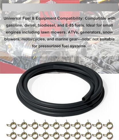 10 Feet 1/5 Inch ID 5.5mm Fuel Line Hose + 20Pcs Clamps for Honda 95001-55008-60M ATV Quad Pit Dirt Bike Go Kart Mini Bike ATV Generator Small Engines Gas Line in Saudi Arabia