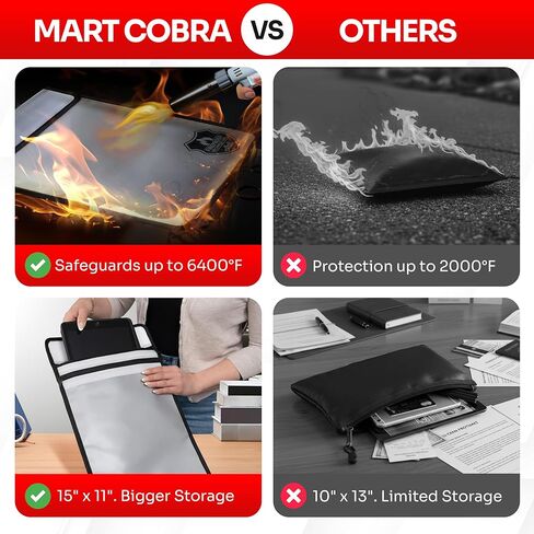 حقيبة مستندات مقاومة للحريق من مارت كوبرا مع سحاب مقاوم للحريق وتخزين المستندات المقاومة للماء، حقيبة نقود مقاومة للحريق، مقاومة للحريق للمستندات المنزلية المهمة، ملحقات آمنة، حامل ورق، حقيبة مغلف للسفر in Kuwait