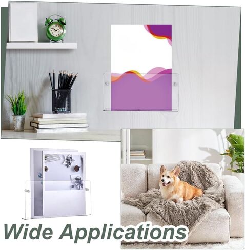 AHANDMAKER 2-Pack Acrylic Magazine Holder Brochure Holder Wall Mount 12" Record Magazine Rack Hanging Bookshelf Literature Storage Rack for Waiting Room, Living Room, Office, Home in Saudi Arabia