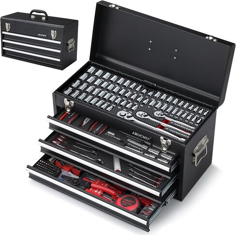438-Piece Mechanics Tool Set with 3-Drawer Heavy Duty Metal Box Repair Tool Kit -02 in Kuwait