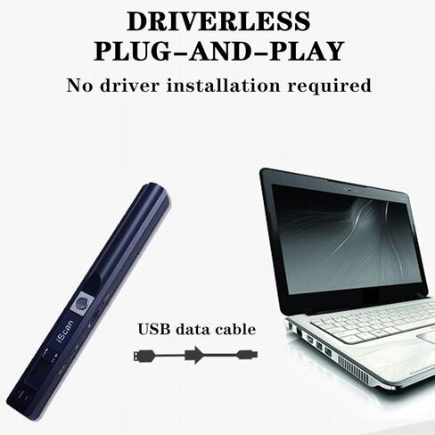 ماسح ضوئي محمول مع بطاقة SD 32 جيجا، ماسح ضوئي محمول بصيغة JPG PDF بدقة 900 نقطة في البوصة، بطارية AA (غير متضمنة) ماسح ضوئي للمستندات مقاس A4 ملون لنقل USB لكتب إيصالات الصور التجارية (أسود) in Kuwait