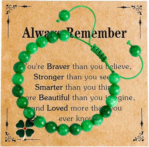 St Patricks Day Bracelets Green Nature Stone Clover Beaded Bracelet Lucky Irish Shamrock Rope Bracelets for Women St Patricks Day Gift Festive Costume Party Accessory in Saudi Arabia