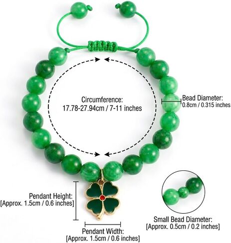 St Patricks Day Bracelets Green Nature Stone Clover Beaded Bracelet Lucky Irish Shamrock Rope Bracelets for Women St Patricks Day Gift Festive Costume Party Accessory in Saudi Arabia
