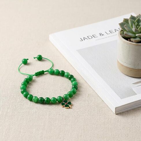 St Patricks Day Bracelets Green Nature Stone Clover Beaded Bracelet Lucky Irish Shamrock Rope Bracelets for Women St Patricks Day Gift Festive Costume Party Accessory in Saudi Arabia