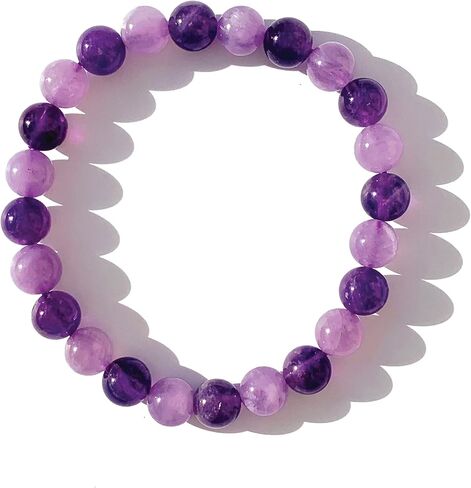 Natural Gemstone Stretch Bracelet Gifts, Peridot, Clear Quartz, Citrine, Amethyst, Rose Quartz, Turquoise Serpentine, Pearl, Lava Marble Beads, Chakra Energy Jewelry, Comfortable Fit 6.5–7" in Kuwait