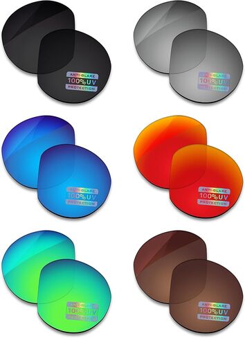 Bowyer 6 Pairs POLARIZED Replacement Lenses for Oakley Meta HSTN OW8002 51mm AI Glasses - Black + Titanium Mirror + Surf Blue Mirror + Fire Red Mirror + Jade Green Mirror + Brown in Saudi Arabia