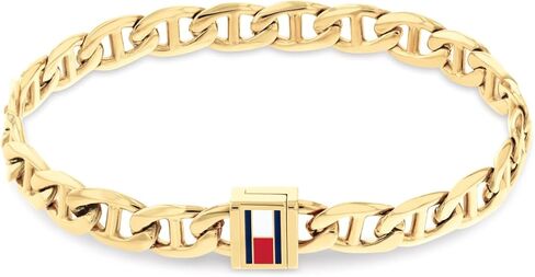 Tommy Hilfiger Men's Jewelry - Mariner Chain Bracelet – Magnetic Clasp, Enamel Flag Detail – Stainless Steel – Nautical-Inspired Style, Gift for Him in Saudi Arabia