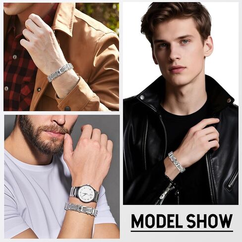 Chunky Franco Chain Bracelets for Men - 12mm Width Stainless Steel Square Cuban Link, Sturdy Metal Hip Hop Wristband Premium Cool Stylish Wristband Jewelry Valentines Gifts for Him Boyfriend Husband in Saudi Arabia